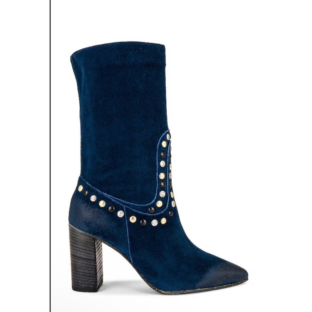 New! Free People Dakota Studded Western Boot Moon Blue‎ Sz 40 US 9/9.5 $268